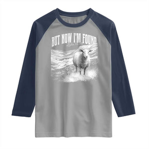 But Now I'm Found Raglan Shirt Christian Faith Sheep TS11 Sport Gray Navy Print Your Wear