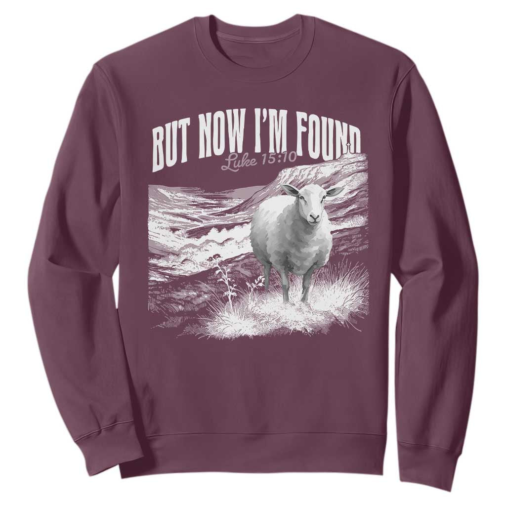 But Now I'm Found Sweatshirt Christian Faith Sheep TS11 Maroon Print Your Wear