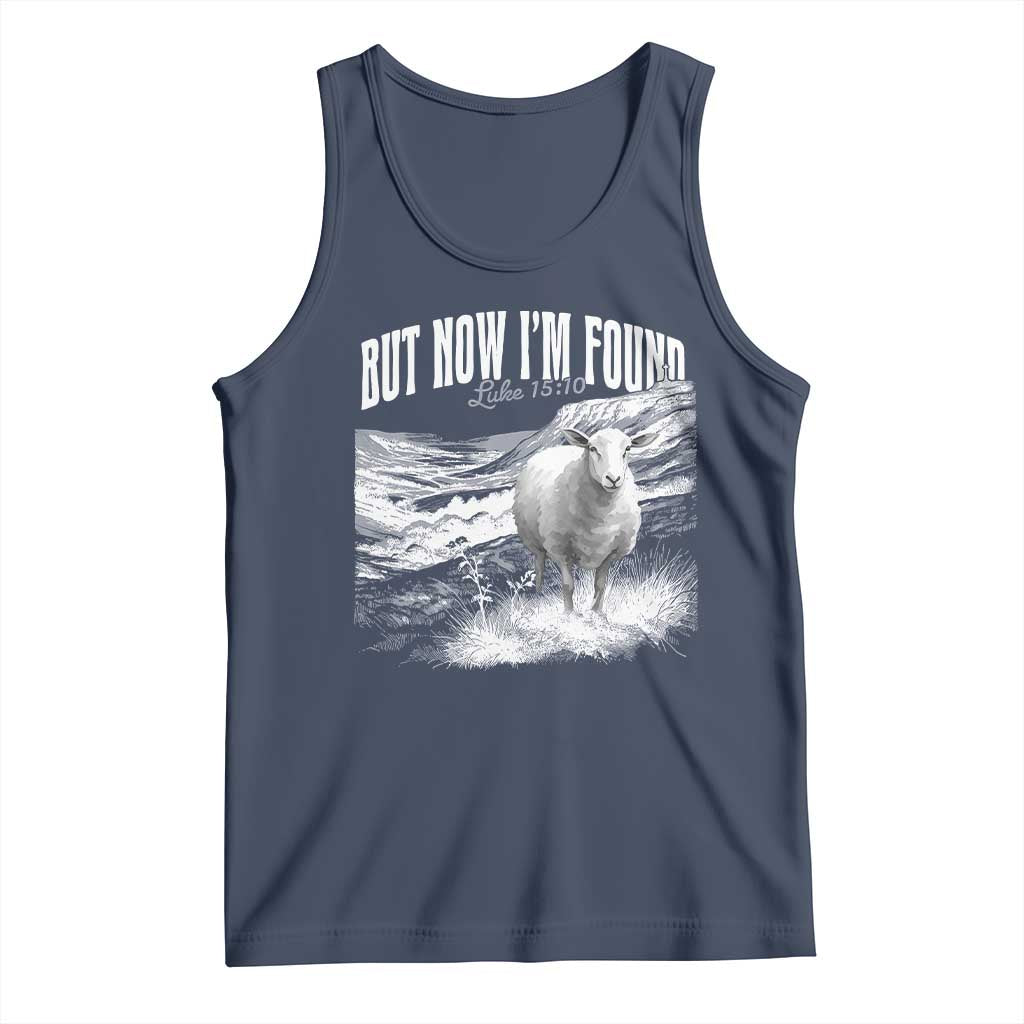 But Now I'm Found Tank Top Christian Faith Sheep TS11 Navy Print Your Wear