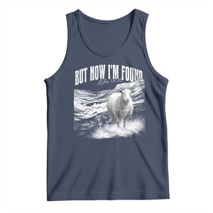 But Now I'm Found Tank Top Christian Faith Sheep TS11 Navy Print Your Wear