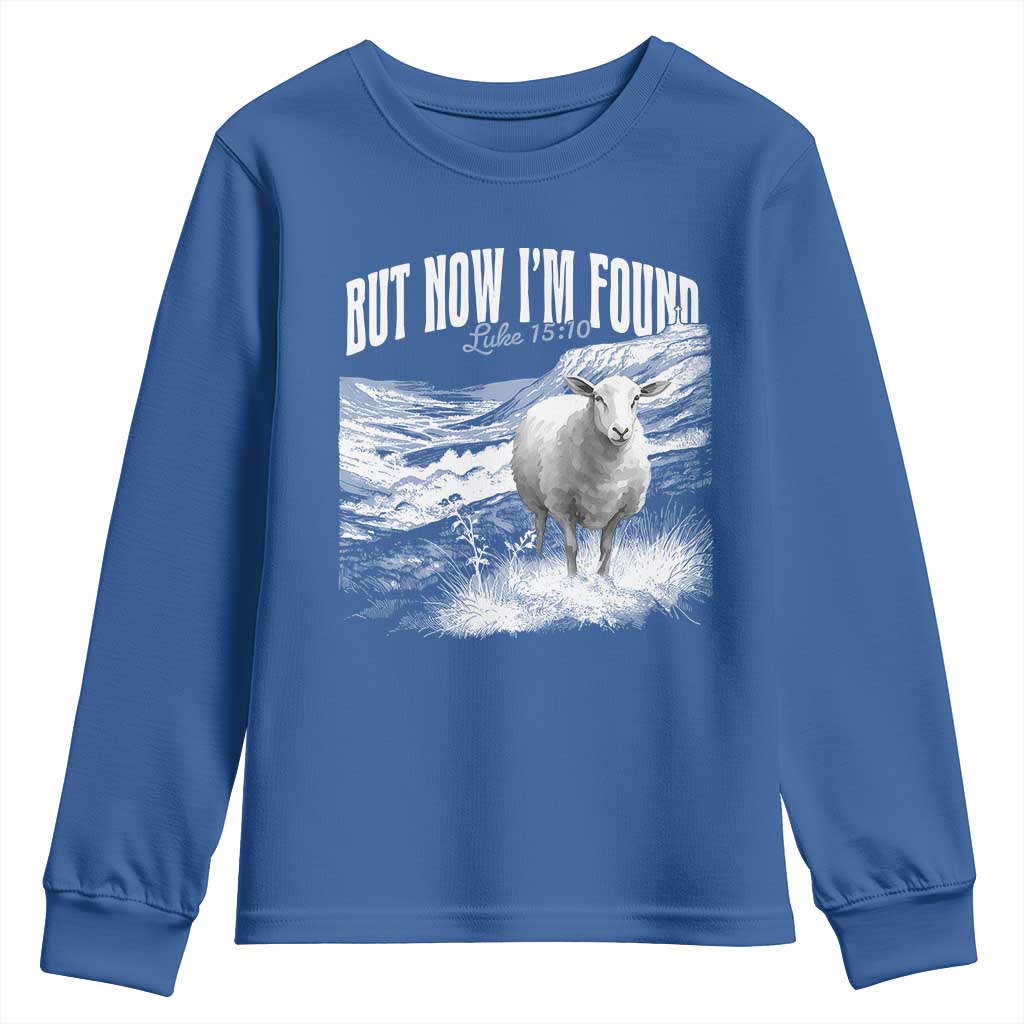 But Now I'm Found Youth Sweatshirt Christian Faith Sheep TS11 Royal Blue Print Your Wear