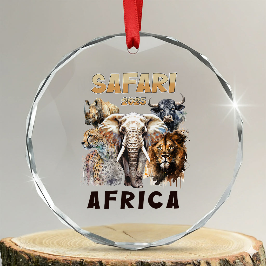 Customer Request 181125 – Safari 2025 Africa Crystal Glass Ornament Elephant Lion Rhino Buffalo Leopard Wildlife TS02 Transparent Glass 3'' Circle Print Your Wear