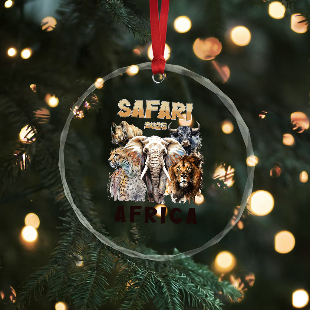 Customer Request 181125 – Safari 2025 Africa Crystal Glass Ornament Elephant Lion Rhino Buffalo Leopard Wildlife TS02 Print Your Wear