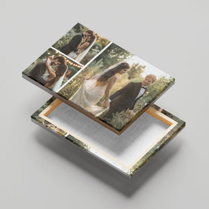 Personalized Custom Couple Photo Canvas Wall Art Prints Design 3 Picture Collage CTM02 With Frame White Custom - Printyourwear