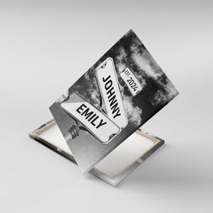 Personalized Custom Name Street Sign Canvas Wall Art Prints Couple Gifts CTM02 With Frame Black Custom - Printyourwear