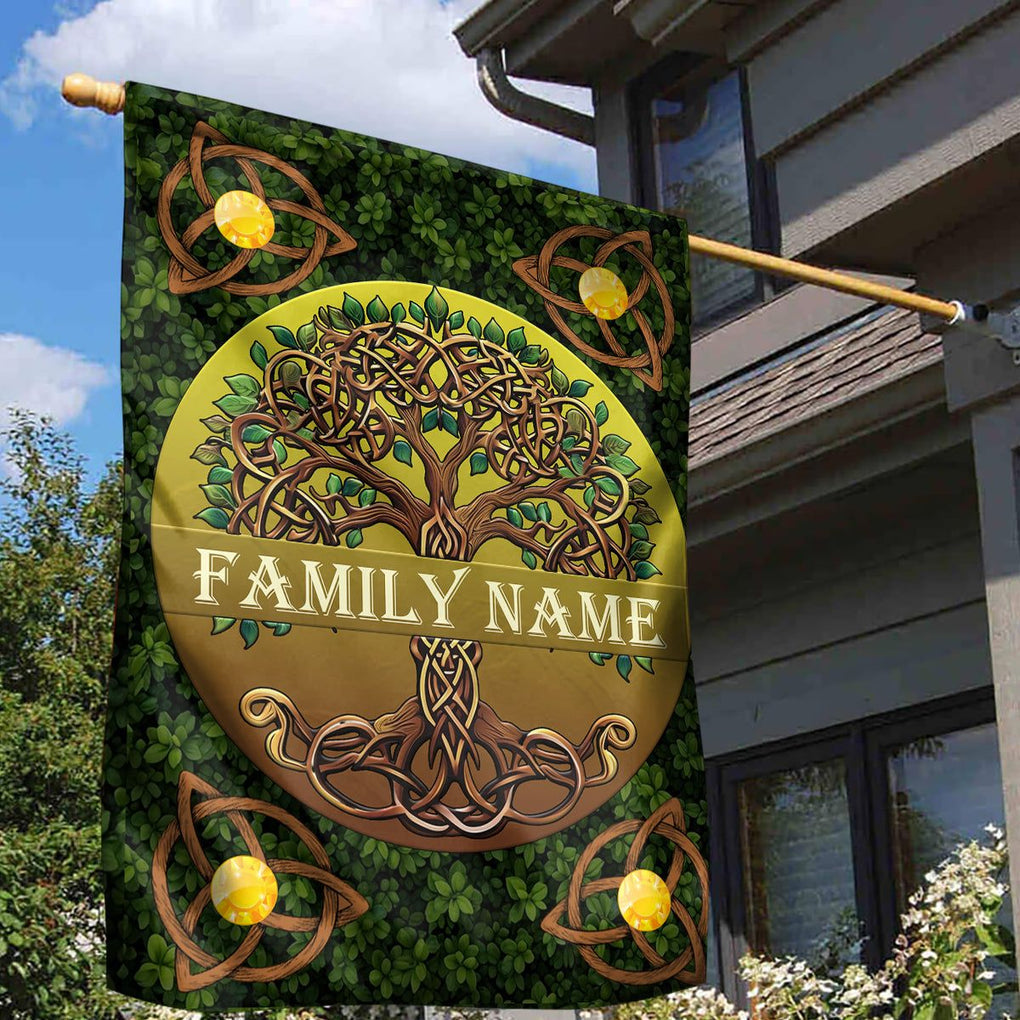 Personalized Family Garden Flag Custom Name Family Reunion Celtic Tree CTM02 Custom - Printyourwear