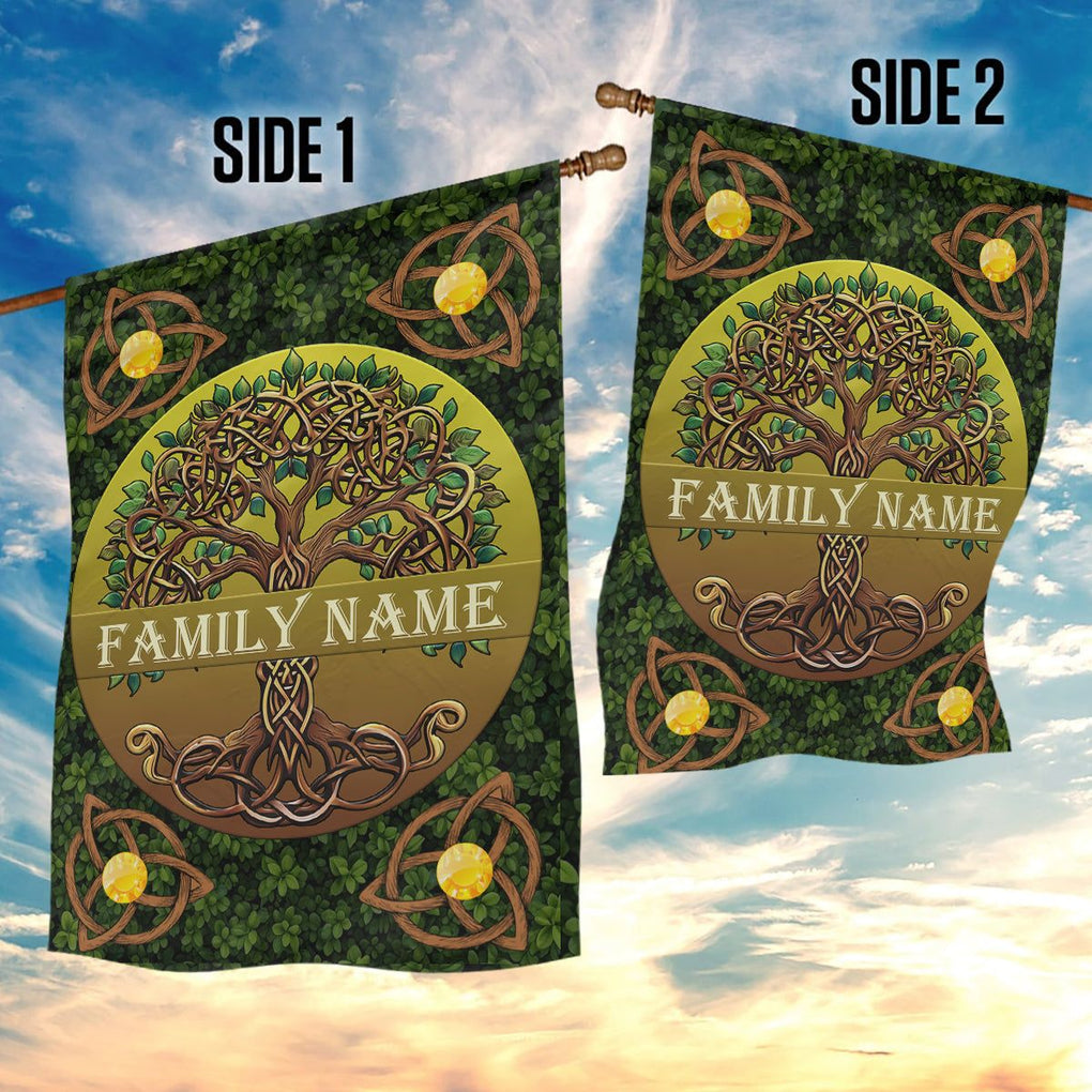 Personalized Family Garden Flag Custom Name Family Reunion Celtic Tree CTM02 Custom - Printyourwear