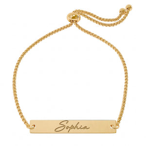 Personalized Engraved Stainless Steel Bracelet - Custom Name or Date Engraving Jewelry Gift for Her CTM02 Gold Print Your Wear