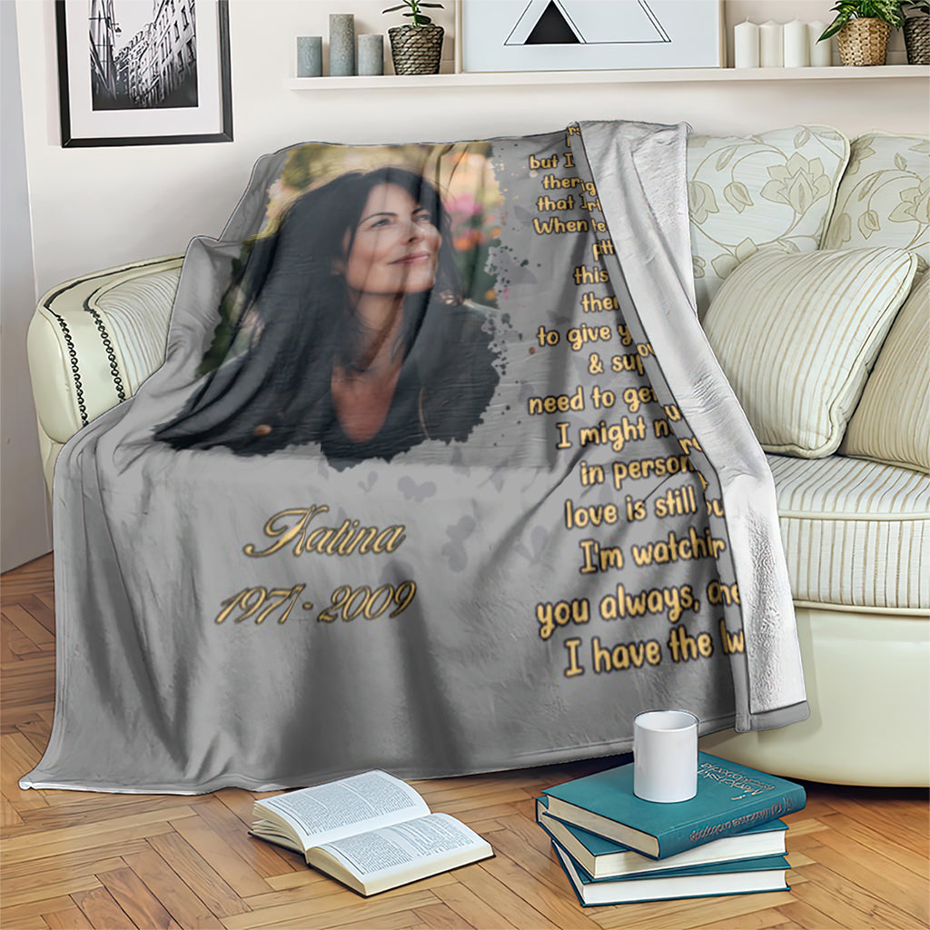 Personalized Throw Blanket Memorial Gift - Custom Photo Letter From Heaven CTM02 Gray Print Your Wear