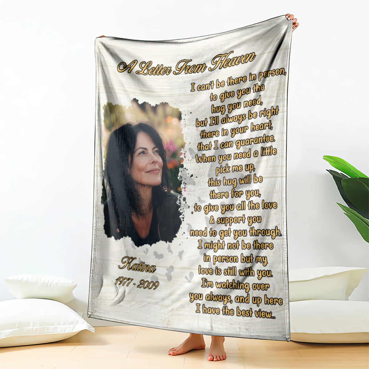 Personalized Throw Blanket Memorial Gift - Custom Photo Letter From Heaven CTM02 Print Your Wear