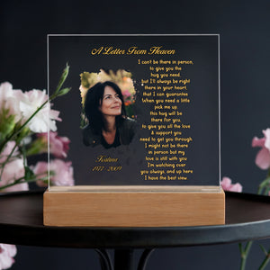 Personalized Memorial LED Light Plaque – Custom Photo Remembrance Gift A Letter From Heaven CTM02 Custom - Printyourwear
