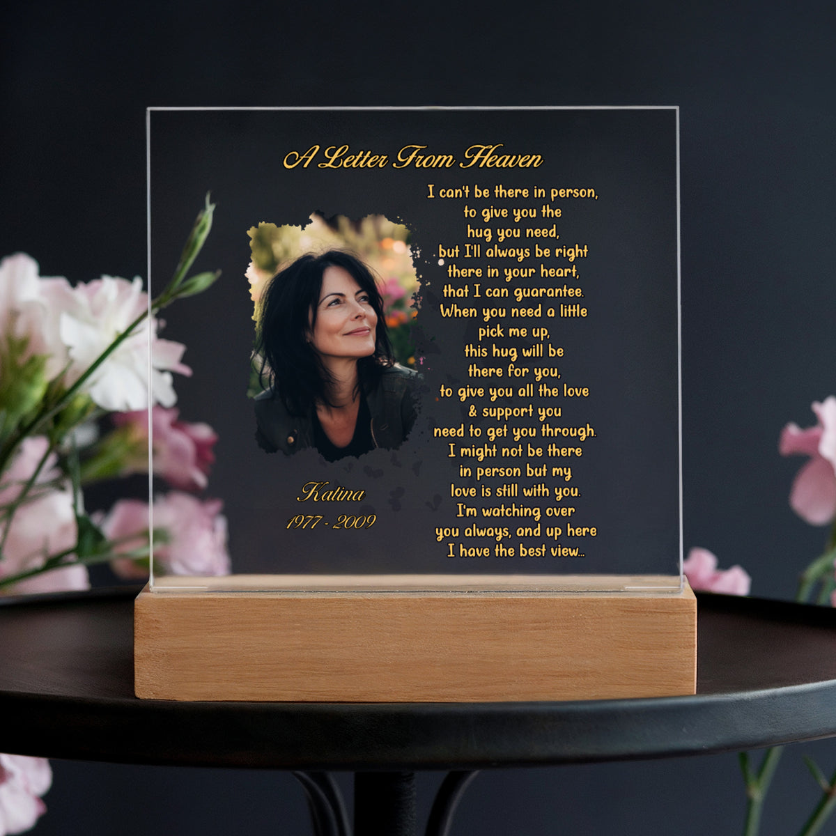 Personalized Memorial LED Light Plaque – Custom Photo Remembrance Gift A Letter From Heaven CTM02 Custom - Printyourwear