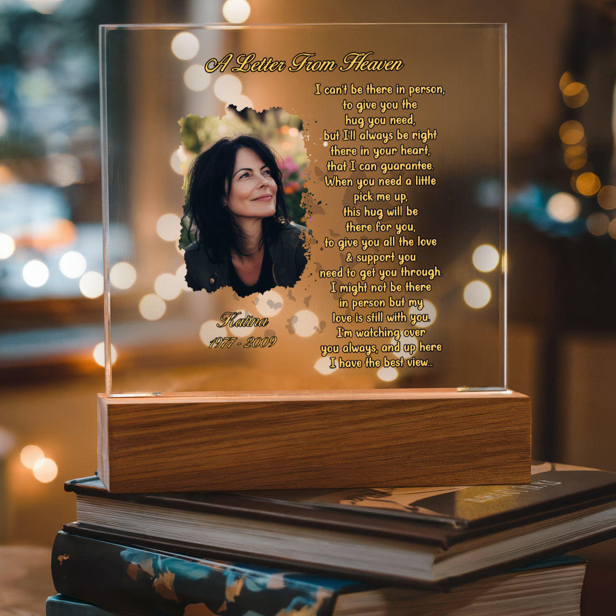 Personalized Memorial LED Light Plaque – Custom Photo Remembrance Gift A Letter From Heaven CTM02 Custom - Printyourwear