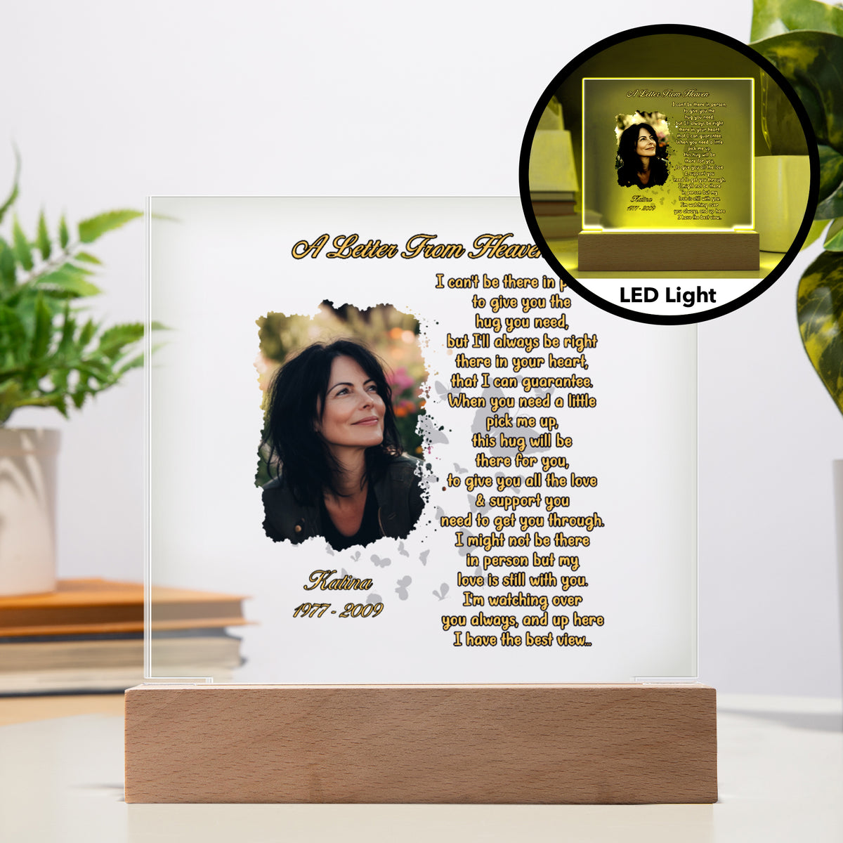 Personalized Memorial LED Light Plaque – Custom Photo Remembrance Gift A Letter From Heaven CTM02 Acrylic Table Sign Custom - Printyourwear
