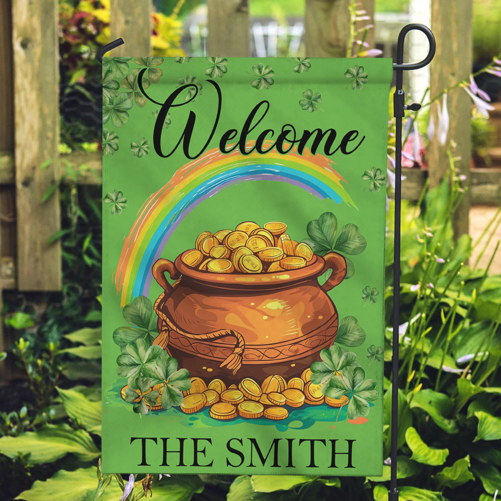 Personalized Garden Flag Custom Text Happy St Patrick's Day Welcom Flag CTM02 Custom - Printyourwear