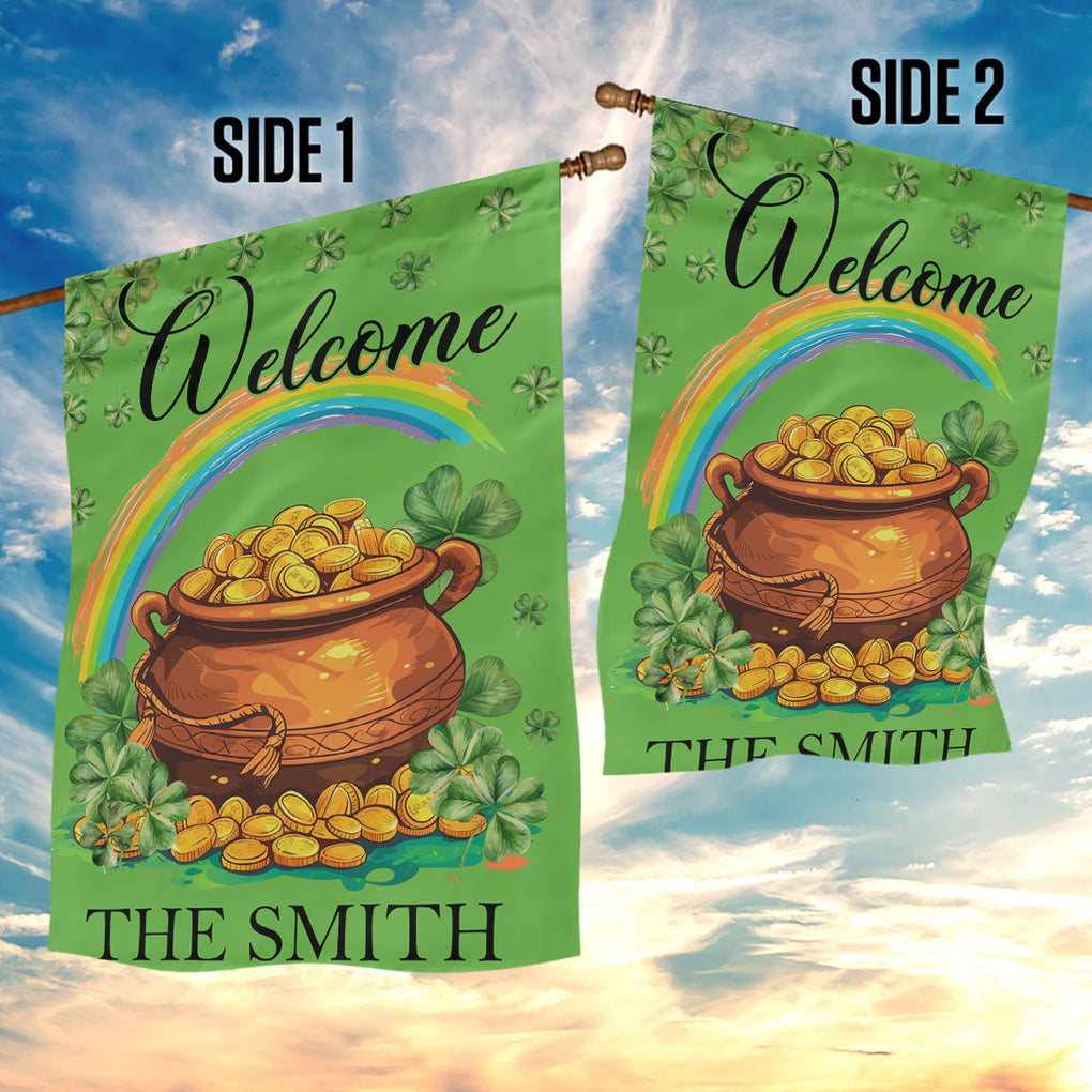 Personalized Garden Flag Custom Text Happy St Patrick's Day Welcom Flag CTM02 Custom - Printyourwear