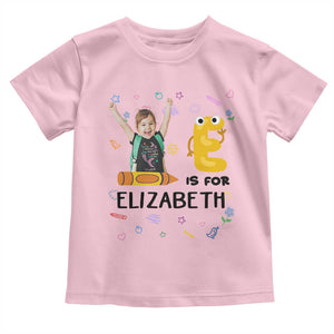 Custom Photo Personalized Kids Name T Shirt Kindergarten Cute Alphabet Is For Back To School CTM02 Print Your Wear
