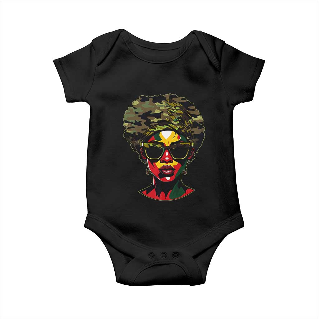 Camo African American Women Juneteenth Celebrating Black Freedom Day Baby Onesie TS11 Black Print Your Wear