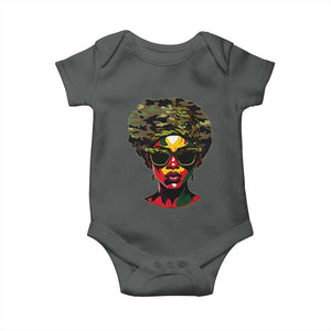 Camo African American Women Juneteenth Celebrating Black Freedom Day Baby Onesie TS11 Dark Heather Print Your Wear