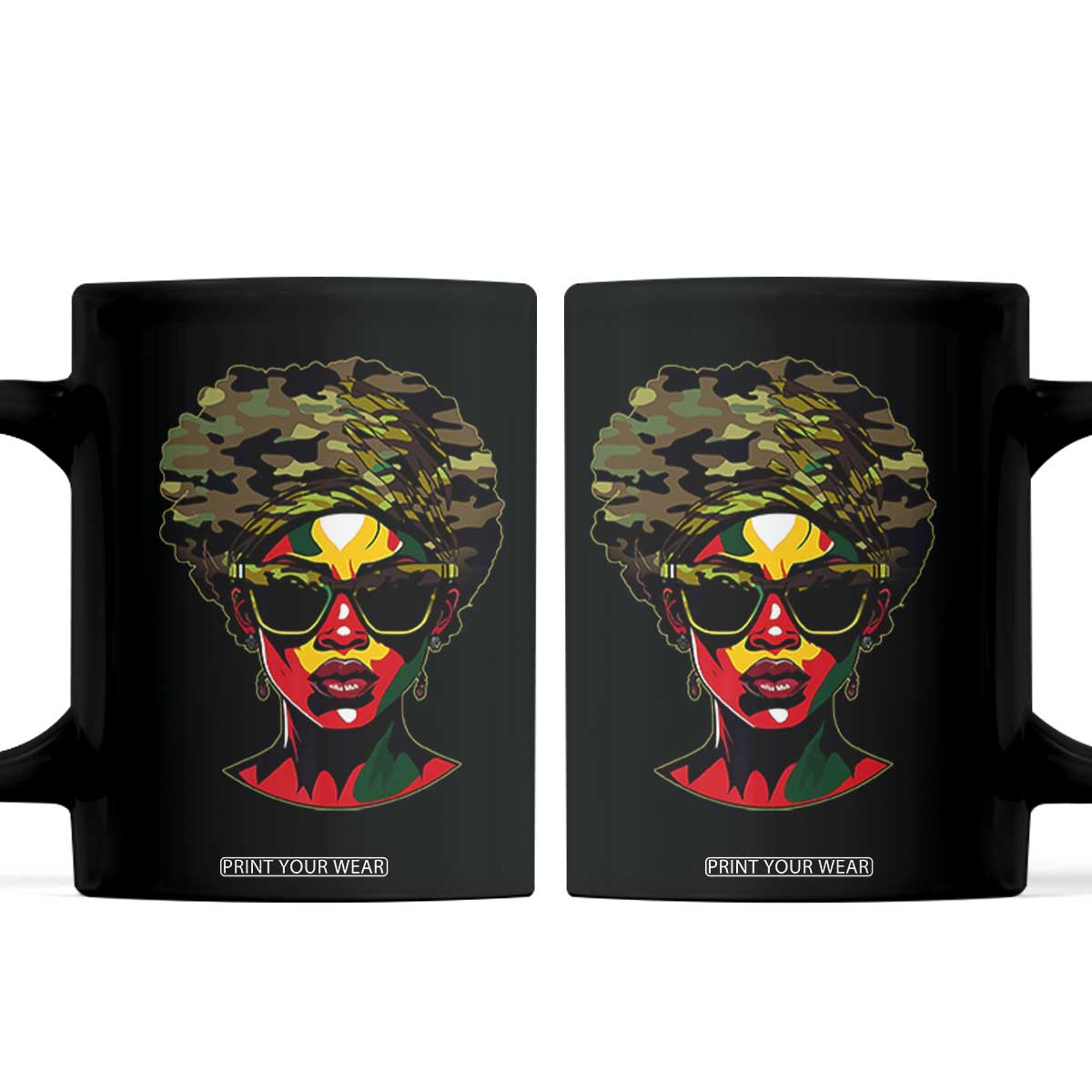 Camo African American Women Juneteenth Celebrating Black Freedom Day Coffee Mug TS11 Black Print Your Wear