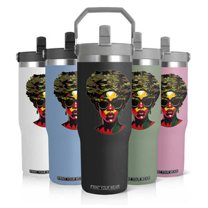 Camo African American Women Juneteenth Celebrating Black Freedom Day Flip Straw Tumbler TS11 Print Your Wear