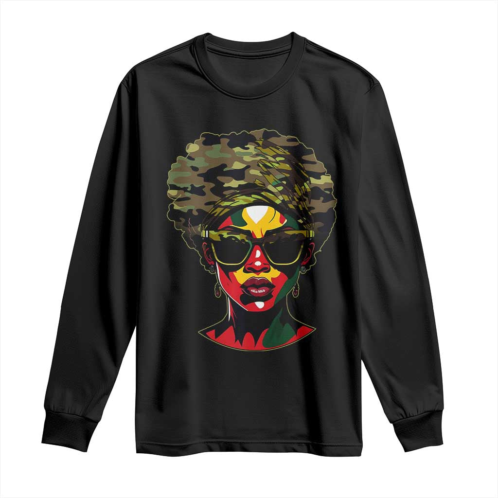 Camo African American Women Juneteenth Celebrating Black Freedom Day Long Sleeve Shirt TS11 Black Print Your Wear