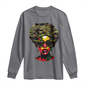 Camo African American Women Juneteenth Celebrating Black Freedom Day Long Sleeve Shirt TS11 Charcoal Print Your Wear