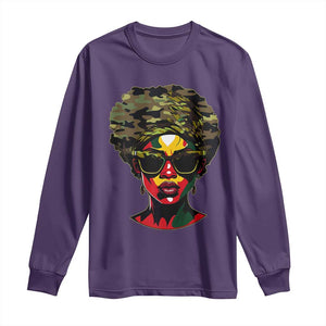 Camo African American Women Juneteenth Celebrating Black Freedom Day Long Sleeve Shirt TS11 Purple Print Your Wear
