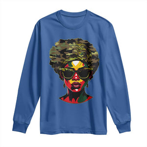 Camo African American Women Juneteenth Celebrating Black Freedom Day Long Sleeve Shirt TS11 Royal Blue Print Your Wear