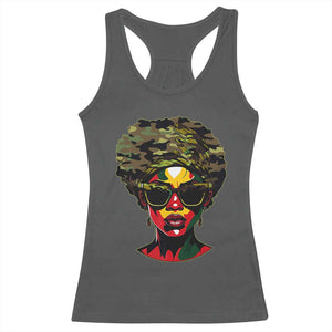Camo African American Women Juneteenth Celebrating Black Freedom Day Racerback Tank Top TS11 Dark Heather Print Your Wear