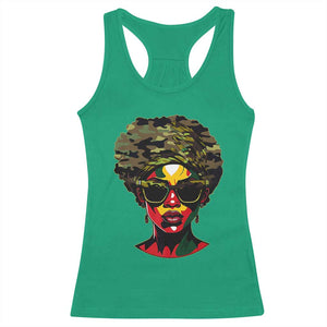 Camo African American Women Juneteenth Celebrating Black Freedom Day Racerback Tank Top TS11 Irish Green Print Your Wear