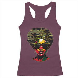 Camo African American Women Juneteenth Celebrating Black Freedom Day Racerback Tank Top TS11 Maroon Print Your Wear