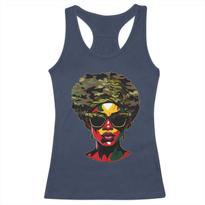 Camo African American Women Juneteenth Celebrating Black Freedom Day Racerback Tank Top TS11 Navy Print Your Wear