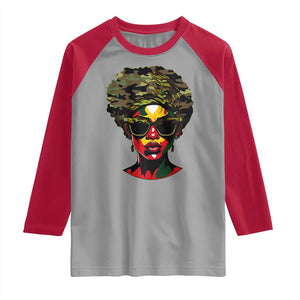 Camo African American Women Juneteenth Celebrating Black Freedom Day Raglan Shirt TS11 Sport Gray Red Print Your Wear