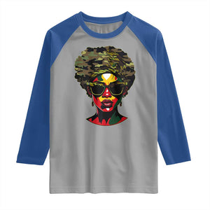 Camo African American Women Juneteenth Celebrating Black Freedom Day Raglan Shirt TS11 Sport Gray Royal Print Your Wear