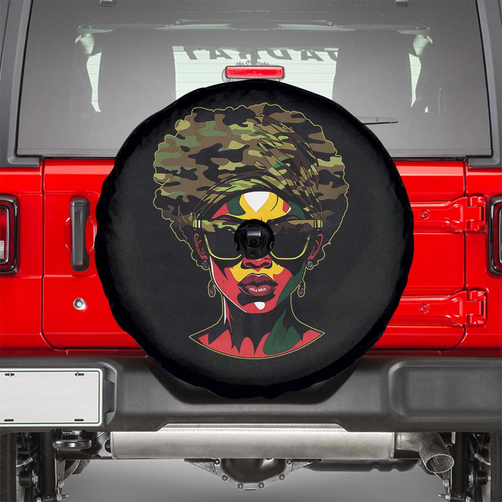 Camo African American Women Juneteenth Celebrating Black Freedom Day Spare Tire Cover TS11 Black Print Your Wear