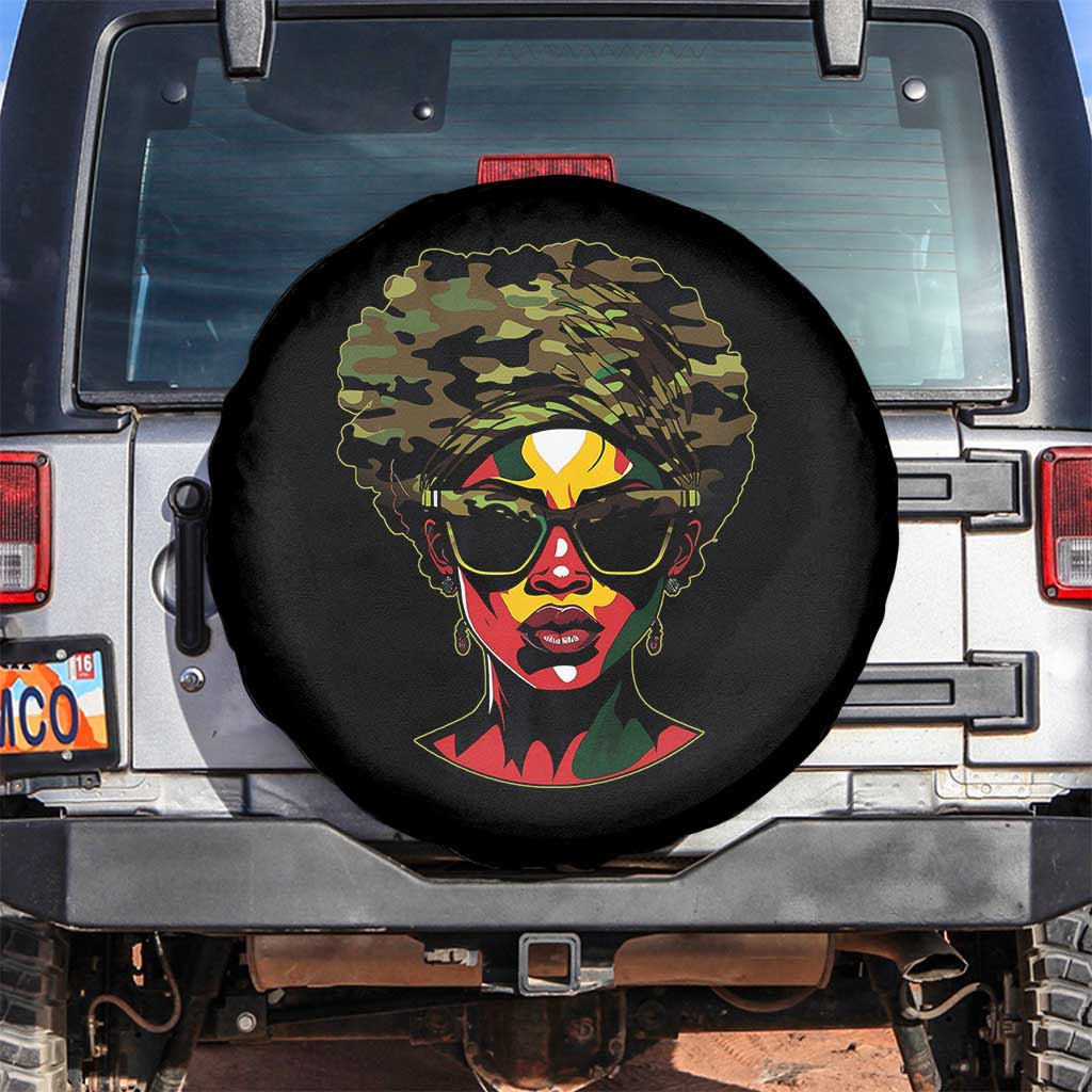 Camo African American Women Juneteenth Celebrating Black Freedom Day Spare Tire Cover TS11 No hole Black Print Your Wear