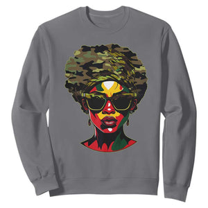 Camo African American Women Juneteenth Celebrating Black Freedom Day Sweatshirt TS11 Charcoal Print Your Wear