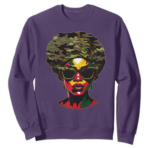 Camo African American Women Juneteenth Celebrating Black Freedom Day Sweatshirt TS11 Purple Print Your Wear