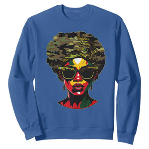 Camo African American Women Juneteenth Celebrating Black Freedom Day Sweatshirt TS11 Royal Blue Print Your Wear