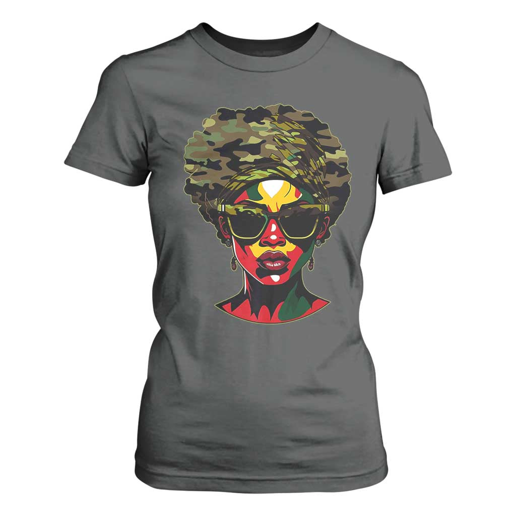 Camo African American Women Juneteenth Celebrating Black Freedom Day T Shirt For Women TS11 Dark Heather Print Your Wear