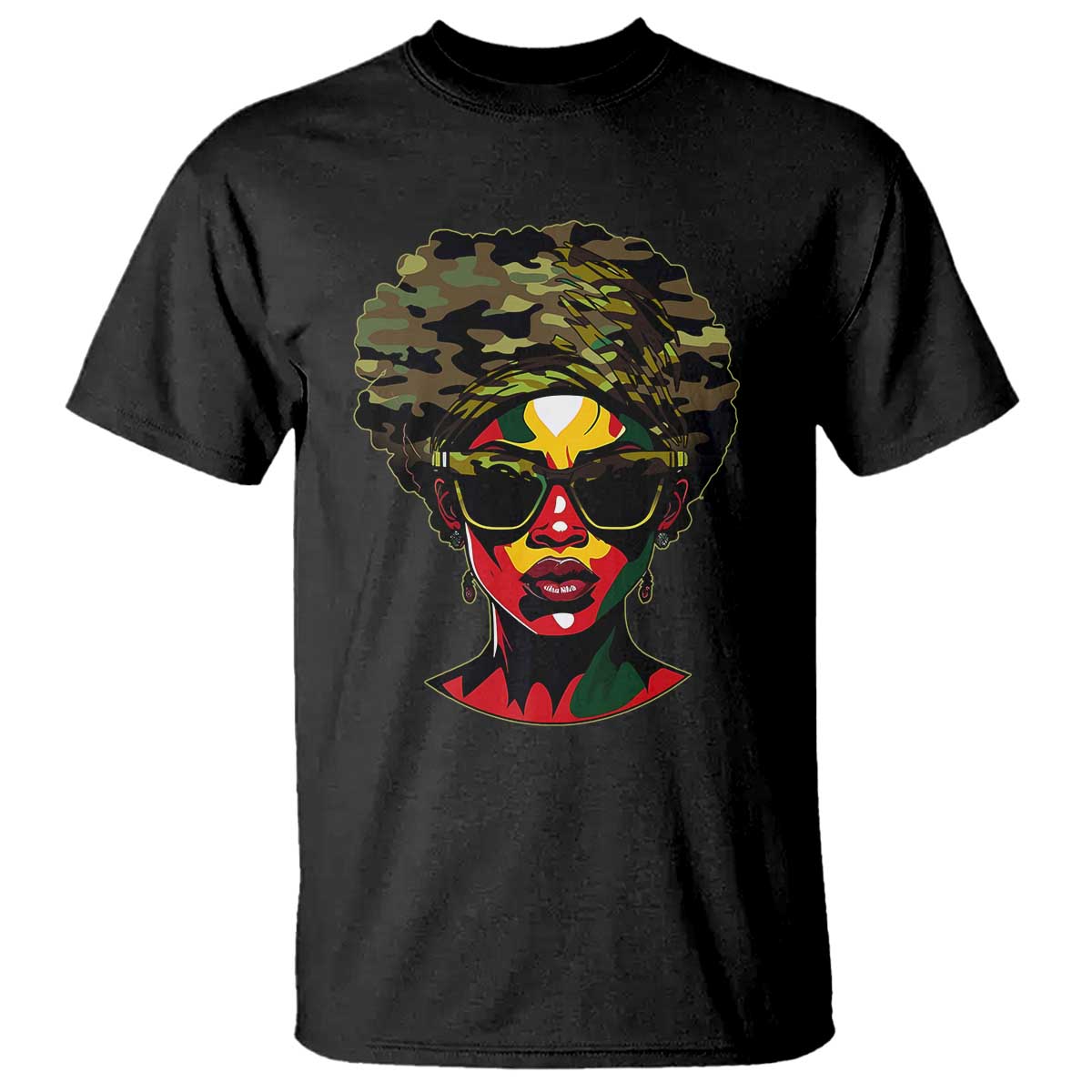 Camo African American Women Juneteenth Celebrating Black Freedom Day T Shirt TS11 Black Print Your Wear