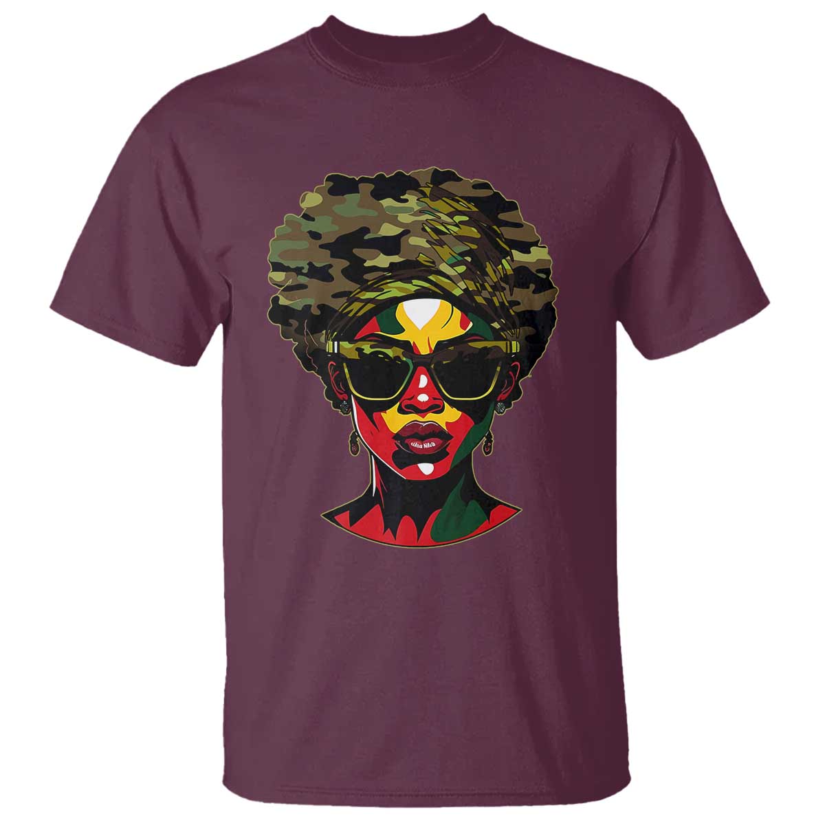 Camo African American Women Juneteenth Celebrating Black Freedom Day T Shirt TS11 Maroon Print Your Wear