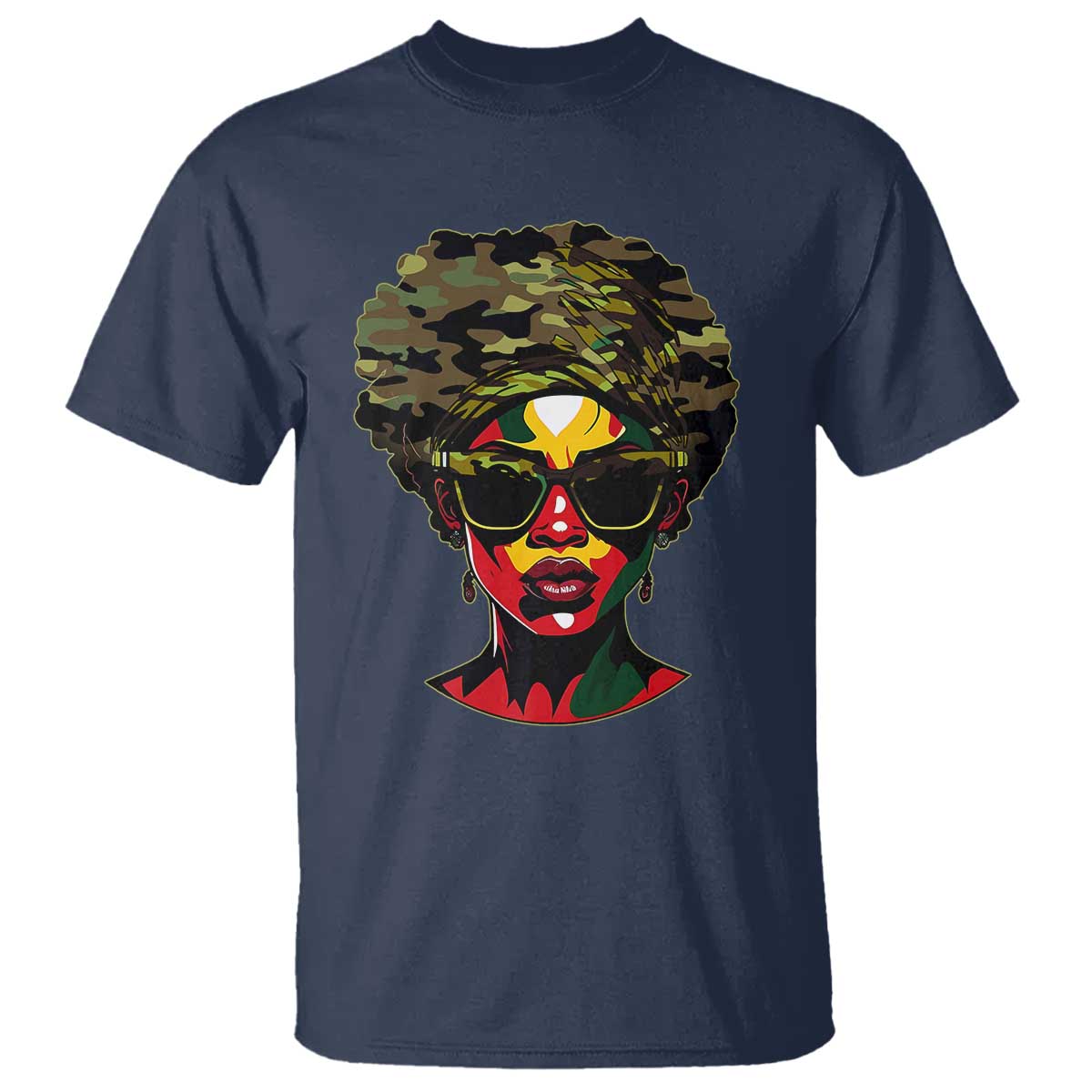Camo African American Women Juneteenth Celebrating Black Freedom Day T Shirt TS11 Navy Print Your Wear