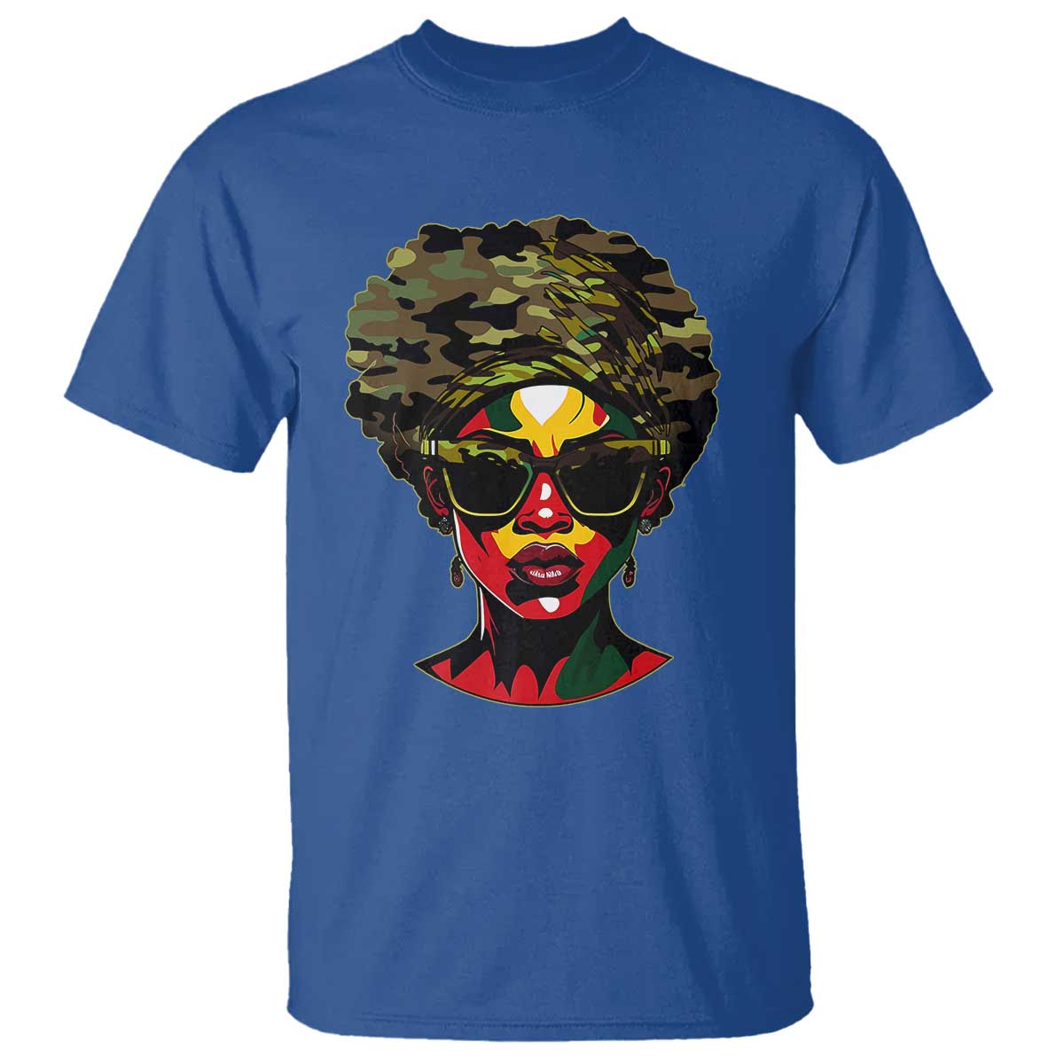 Camo African American Women Juneteenth Celebrating Black Freedom Day T Shirt TS11 Royal Blue Print Your Wear