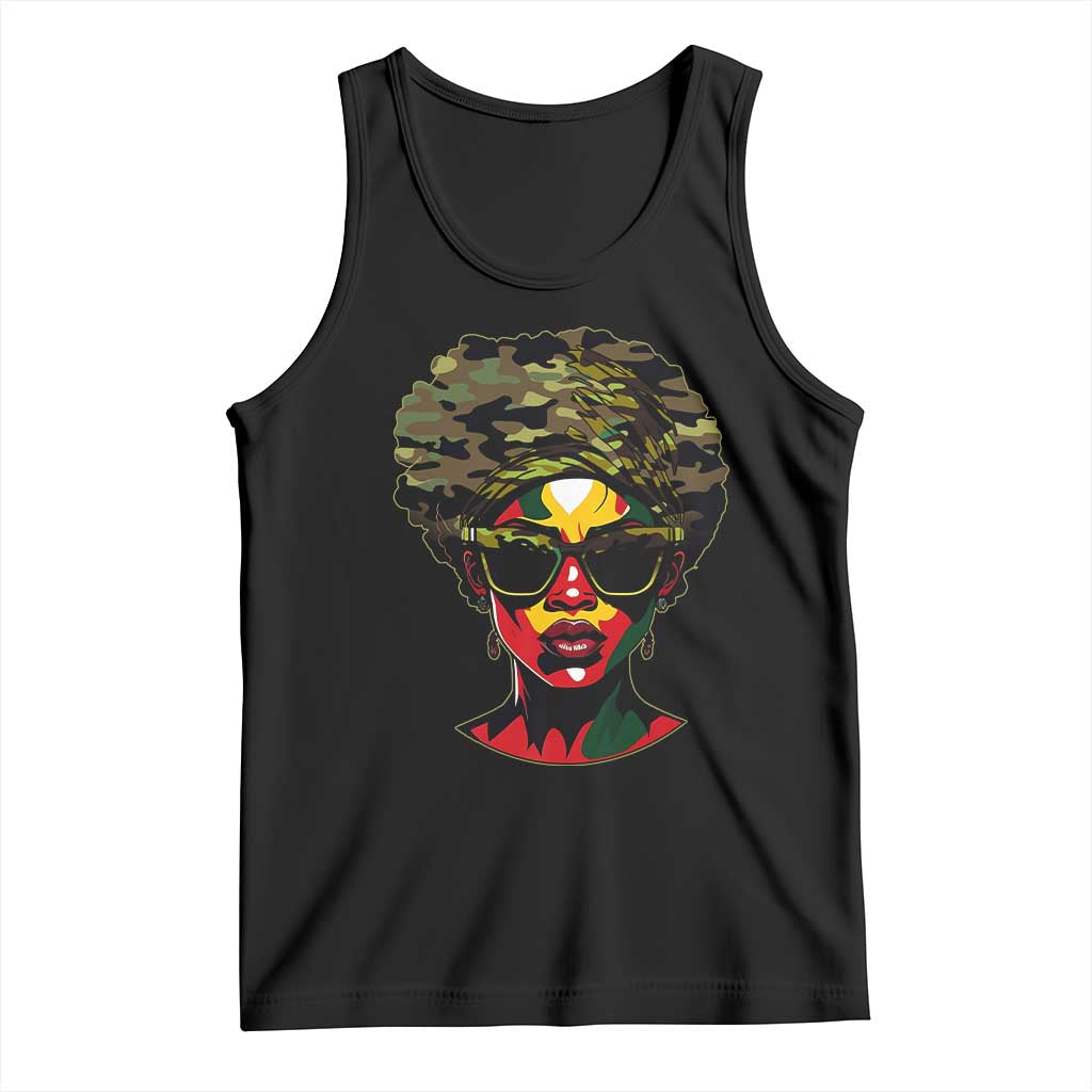 Camo African American Women Juneteenth Celebrating Black Freedom Day Tank Top TS11 Black Print Your Wear