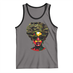 Camo African American Women Juneteenth Celebrating Black Freedom Day Tank Top TS11 Deep Heather Black Print Your Wear