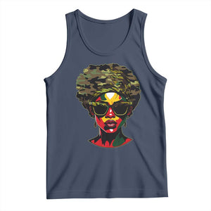 Camo African American Women Juneteenth Celebrating Black Freedom Day Tank Top TS11 Navy Print Your Wear