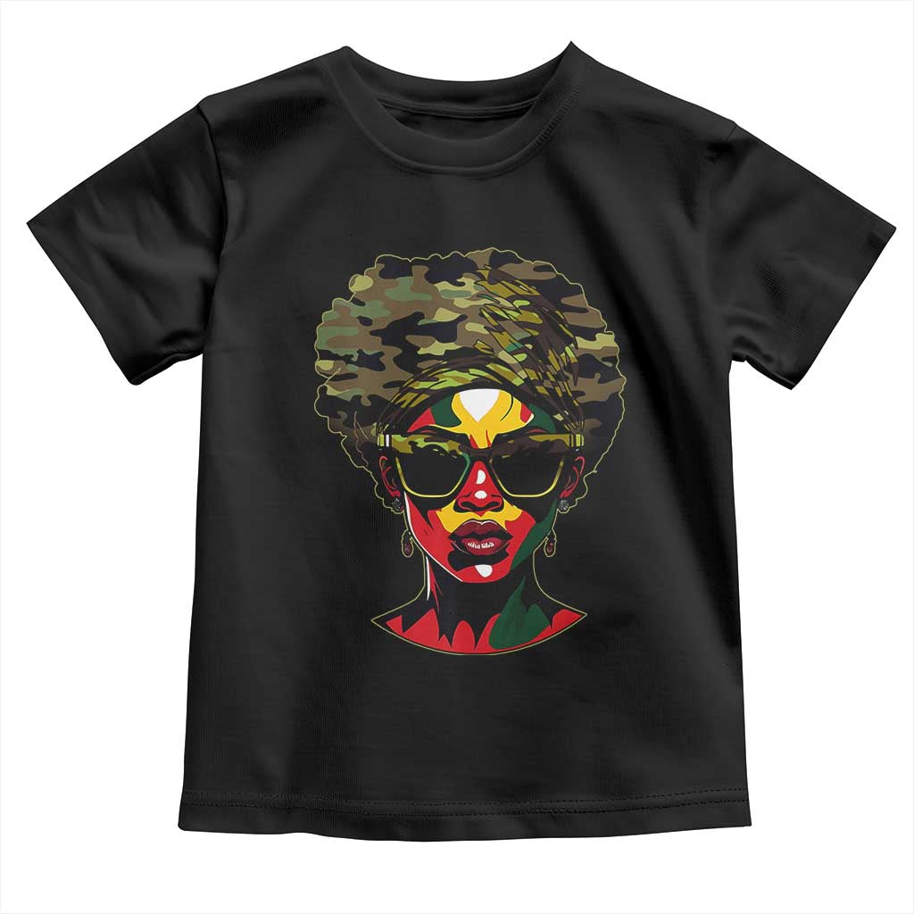 Camo African American Women Juneteenth Celebrating Black Freedom Day Toddler T Shirt TS11 Black Print Your Wear