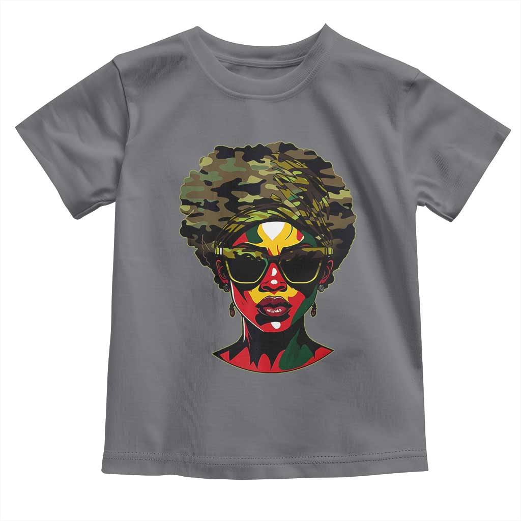 Camo African American Women Juneteenth Celebrating Black Freedom Day Toddler T Shirt TS11 Charcoal Print Your Wear